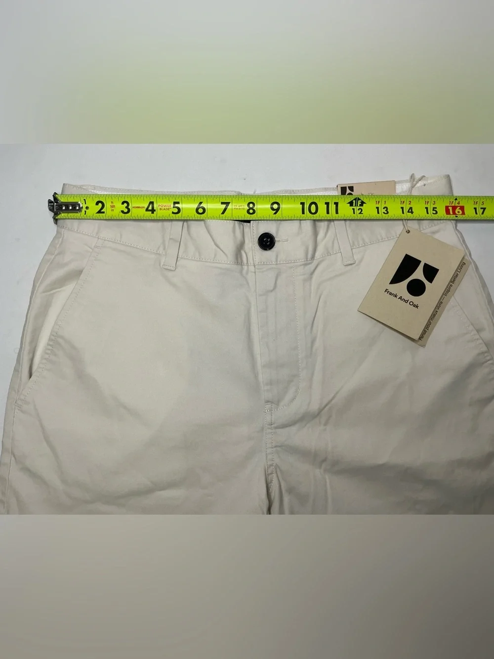 Frank & Oak Cream Brunswick Chino Shorts Size 32x7 NWT